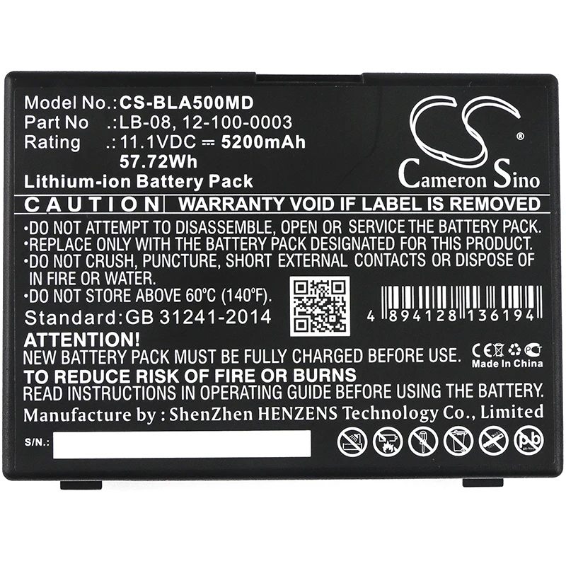 Medical Battery For BIOLIGHT 12-100-0003 Bolate LB-08 BIOLIGHT A5 A6 A8 Q3 V6 F90 E70 CameronSino 11.10V 5200mAh / 57.72Wh
Medical Battery For BIOLIGHT 12-100-0003 Bolate LB-08 BIOLIGHT A5 A6 A8 Q3 V6 F90 E70 CameronSino 11.10V 5200mAh / 57.72Wh