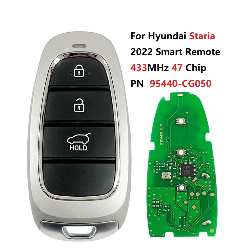 Номер детали CN020275 95440-CG050 для Hyundai Staria 2022, умный дистанционный ключ, 3 кнопки, 433 МГц, 47 чипов, ФКС
Номер детали CN020275 95440-CG050 для Hyundai Staria 2022, умный дистанционный ключ, 3 кнопки, 433 МГц, 47 чипов, ФКС