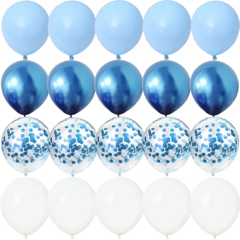 

20PCS Blue Agate Birthday Party Balloons Baby Shower Metallic confetti Wedding Anniversaire Mariage Globos Decorations