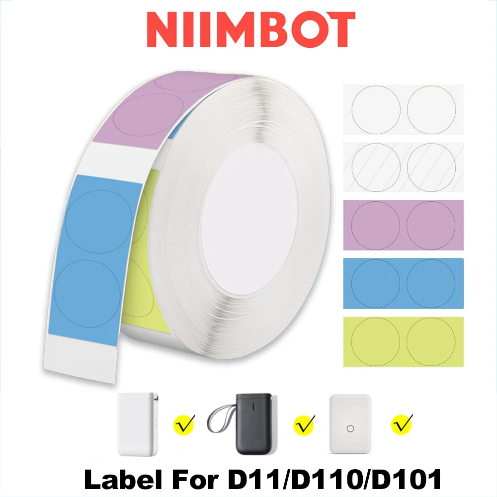 

NIIMBOT D101/D11/ D110 Thermal Round Label Paper Self-Adhesive Transparent Waterproof Circle Print Sticker for D11 Label Maker