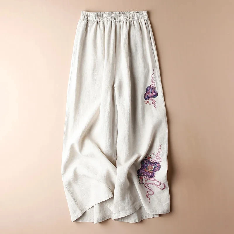 Cotton Linen Embroidery Wide Leg Pants Women's Summer New Pants Loose Elastic High Waist Thin Straight Casual Trousers Pantalon
Cotton Linen Embroidery Wide Leg Pants Women's Summer New Pants Loose Elastic High Waist Thin Straight Casual Trousers Pantalon