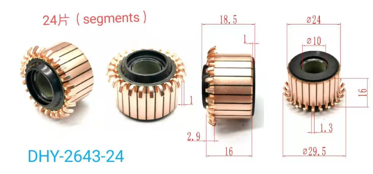 24x10x16(18.5)mm 24P Teeth Copper Hook Type Electrical Motor Commutator,DHY-2643-24
24x10x16(18.5)mm 24P Teeth Copper Hook Type Electrical Motor Commutator,DHY-2643-24
