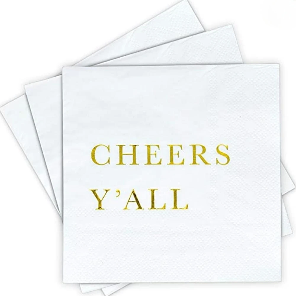 Custom Gold Wedding Cocktail Napkins, Cheers Y'all, Bridal Shower, Birthday, Tea Party, Bachelorette Party, 50Pcs
Custom Gold Wedding Cocktail Napkins, Cheers Y'all, Bridal Shower, Birthday, Tea Party, Bachelorette Party, 50Pcs