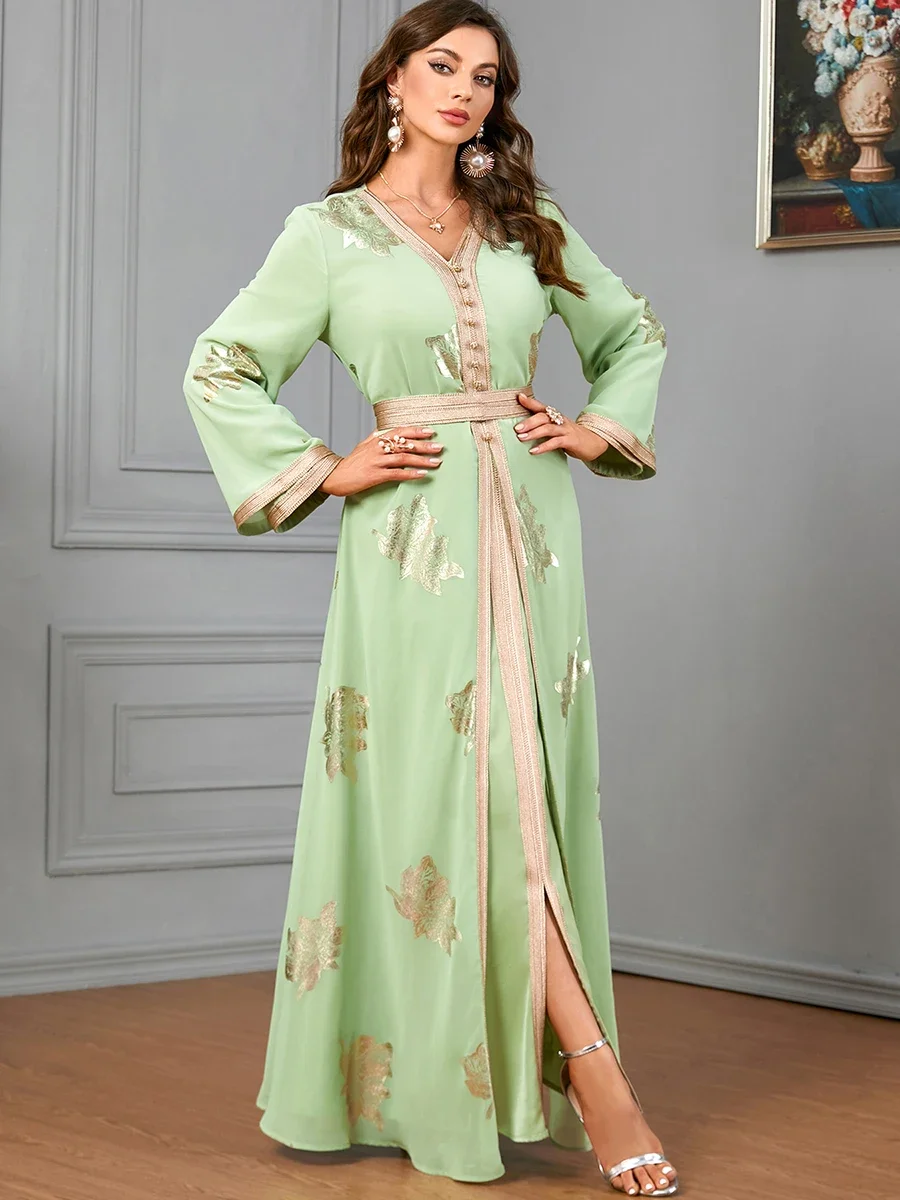 Elegant Casual Chiffon Turkish Abayas For Women Muslim 2 Pieces Set Gold Stamping Full Sleeve Belted Kaftan Gorgeous Party Style
Elegant Casual Chiffon Turkish Abayas For Women Muslim 2 Pieces Set Gold Stamping Full Sleeve Belted Kaftan Gorgeous Party Style