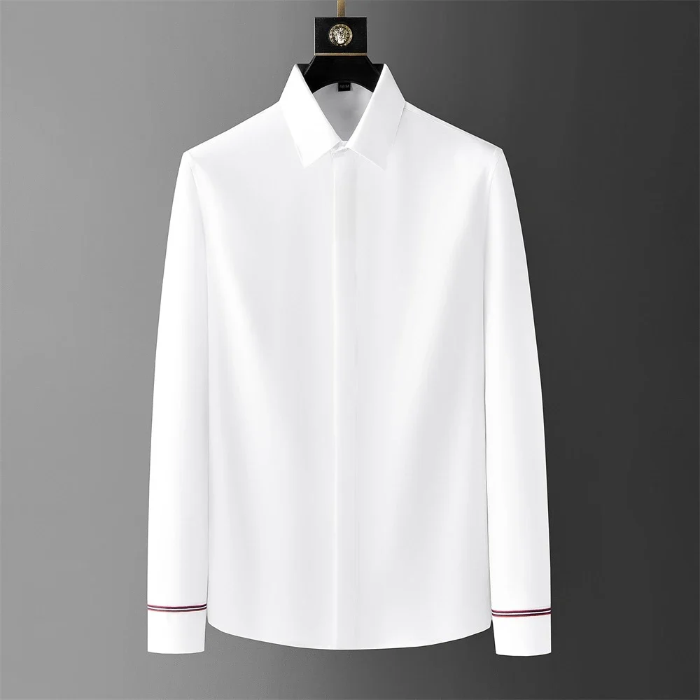 

Brand Clothing Luxury Embroidery Shirts Men Long Sleeve Slim Fit Casual Shirts High-quality Business Social Party Tuxedo Blouse