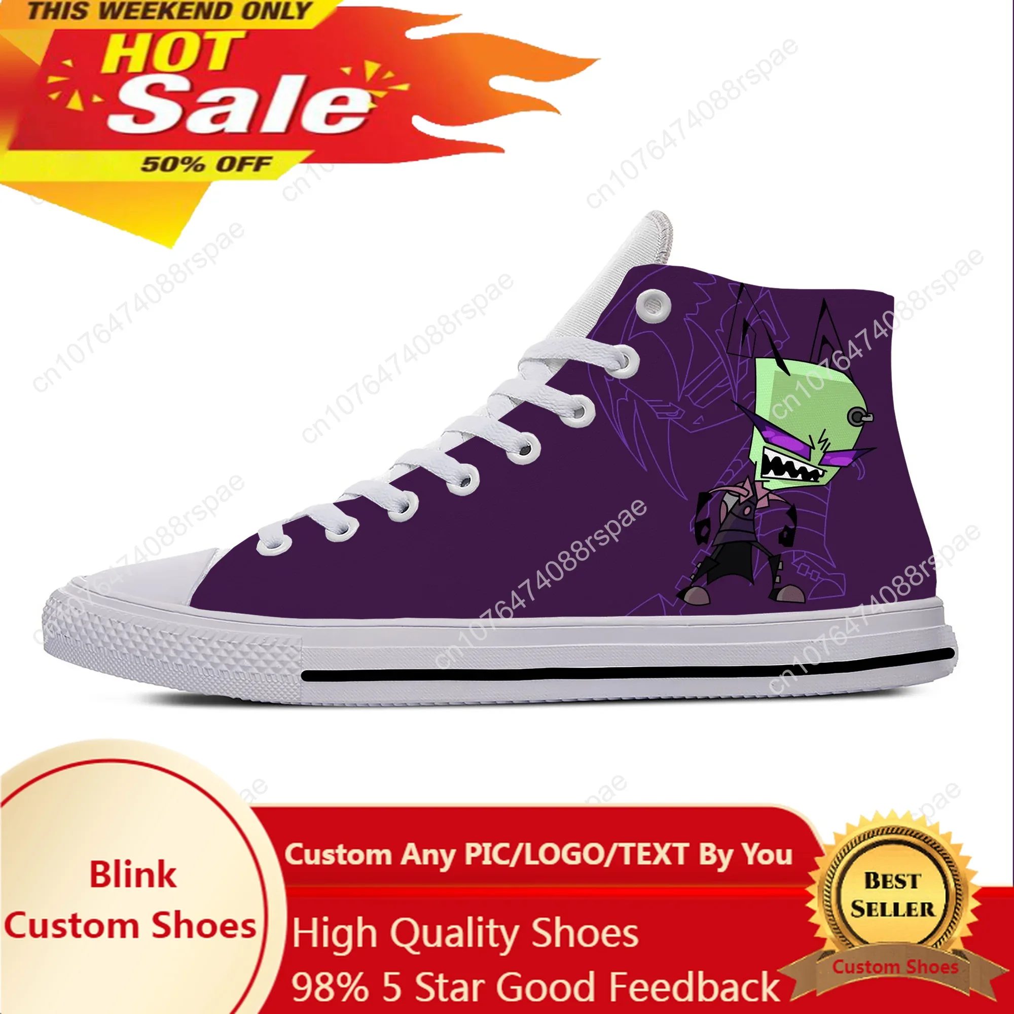 Hot Anime Cartoon Manga Invader Zim Funny Fashion Casual Cloth Shoes High Top Lightweight Breathable 3D Print Men Women Sneakers
Hot Anime Cartoon Manga Invader Zim Funny Fashion Casual Cloth Shoes High Top Lightweight Breathable 3D Print Men Women Sneakers