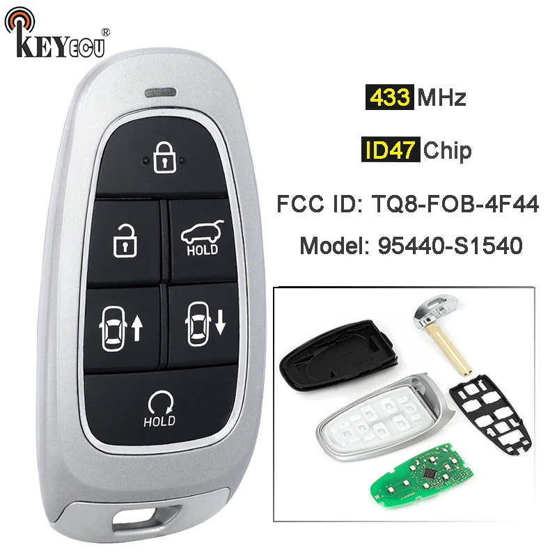 KEYECU 433MHz ID47 Chip PN: 95440-S1540 FCC ID: TQ8-FOB-4F44 Keyless GO Smart Remote Key Fob for Hyundai Santa Fe 2021 2022 2023
KEYECU 433MHz ID47 Chip PN: 95440-S1540 FCC ID: TQ8-FOB-4F44 Keyless GO Smart Remote Key Fob for Hyundai Santa Fe 2021 2022 2023