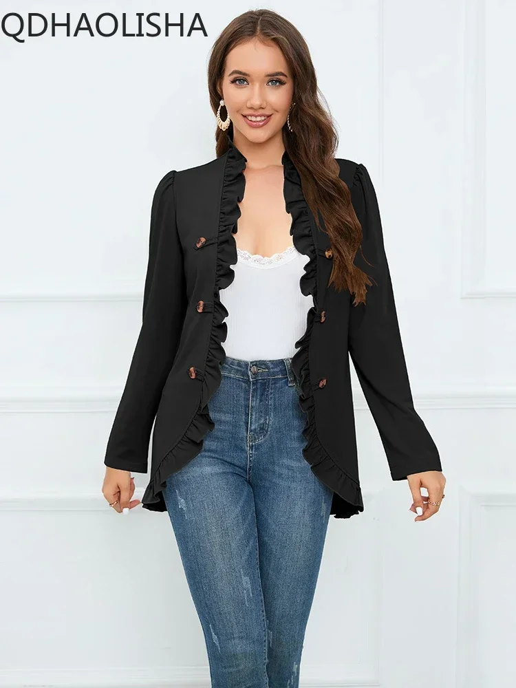 

Куртка женская свободного кроя, элегантный деловой Топ с длинным рукавом, короткий пиджак, кардиган, повседневная верхняя одежда