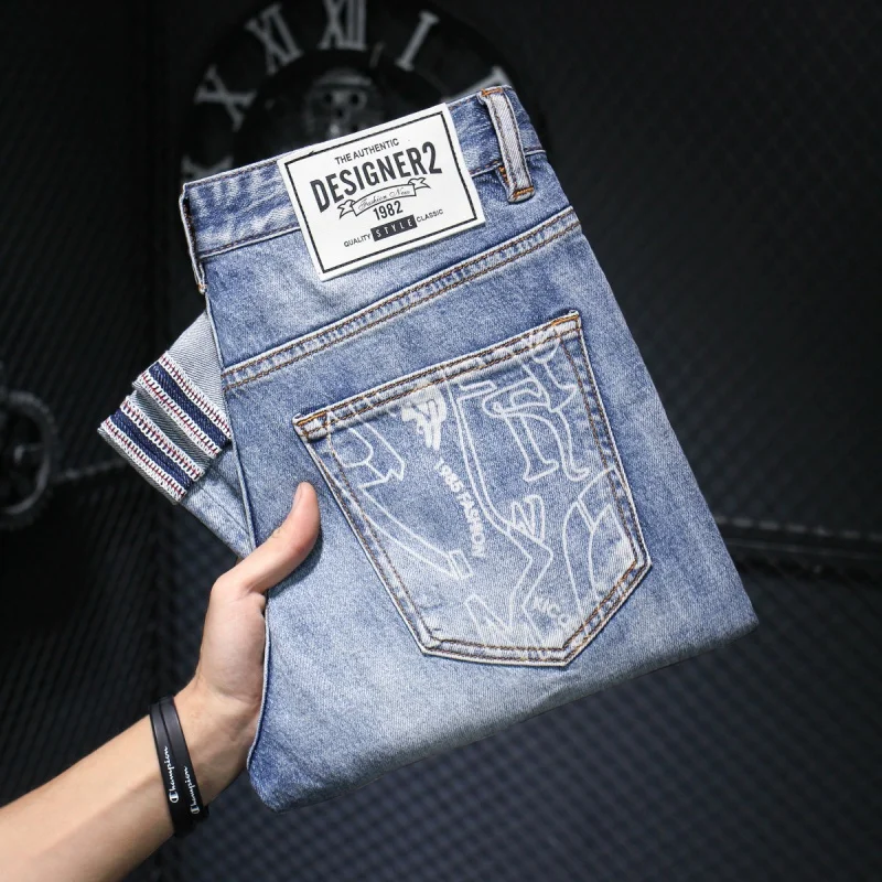 2024 New Blue Color Printed Jeans Men's Retro Nostalgic Washed Street Fashion High-End Slim Fit Light Straight-Leg Trousers
2024 New Blue Color Printed Jeans Men's Retro Nostalgic Washed Street Fashion High-End Slim Fit Light Straight-Leg Trousers
