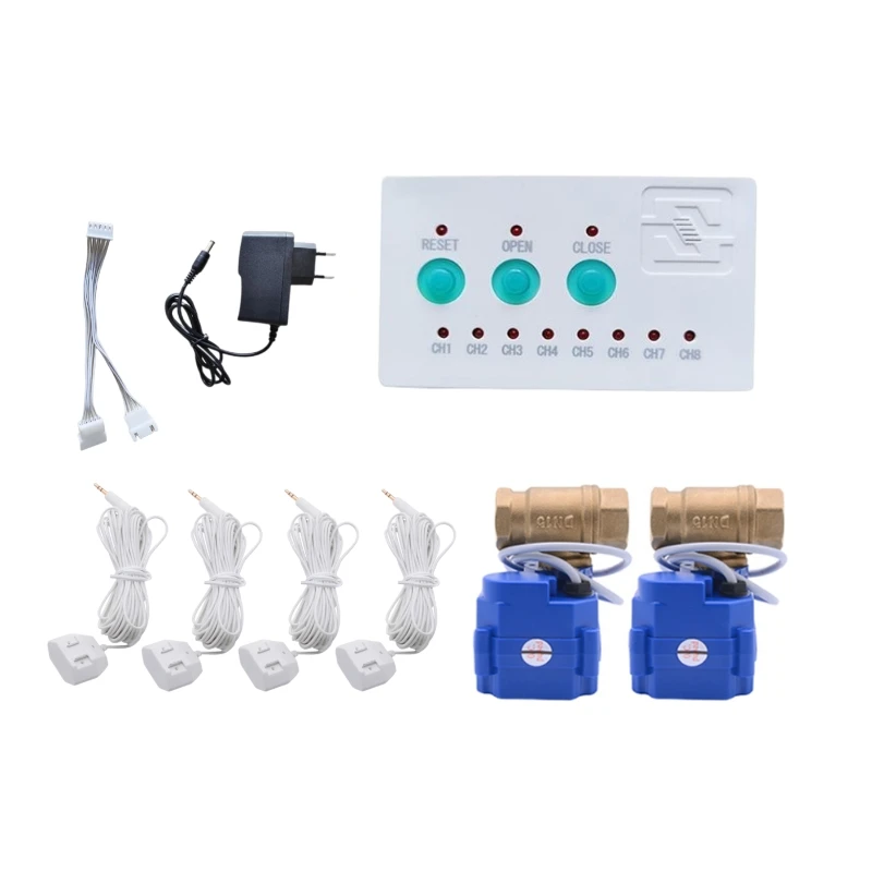 

Water Leak Sensor Alarm System DN15(1/2") DN20(3/4") DN25(1") Brass Smart Valves and 4pcs 6-M Water Sensor Against Water Leaks