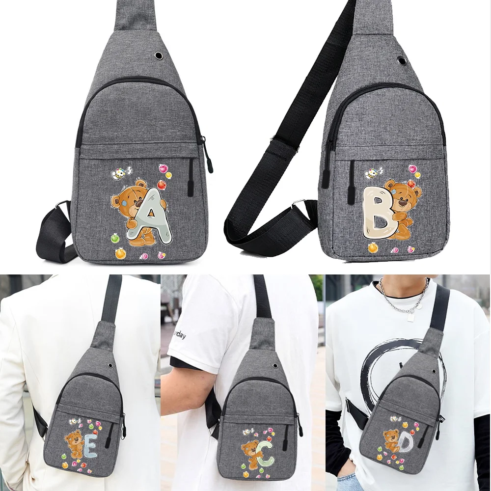 

New Anti Theft Chest Bags Shoulder Bag Fashion Bear Letter Printing Crossbody Bag School Summer Short Trip Messengers Bag Unisex