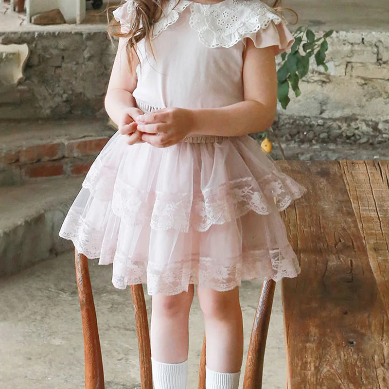 

Summer ' Pettiskirt Strawberry Shan Korean Children Girls' Princess Double Layer Lace Yarn Skirt In Stock