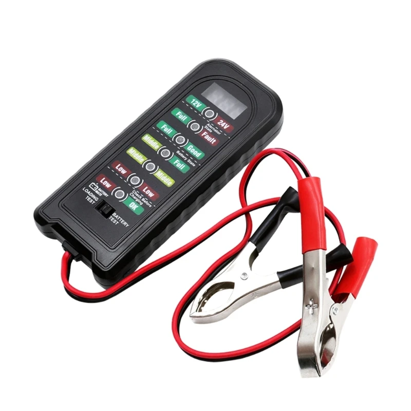 

12V 24V Car Battery Tester Fault Detector Alternator Diagnostic Tool LED Indication Battery Checker for Motorcycle Truck