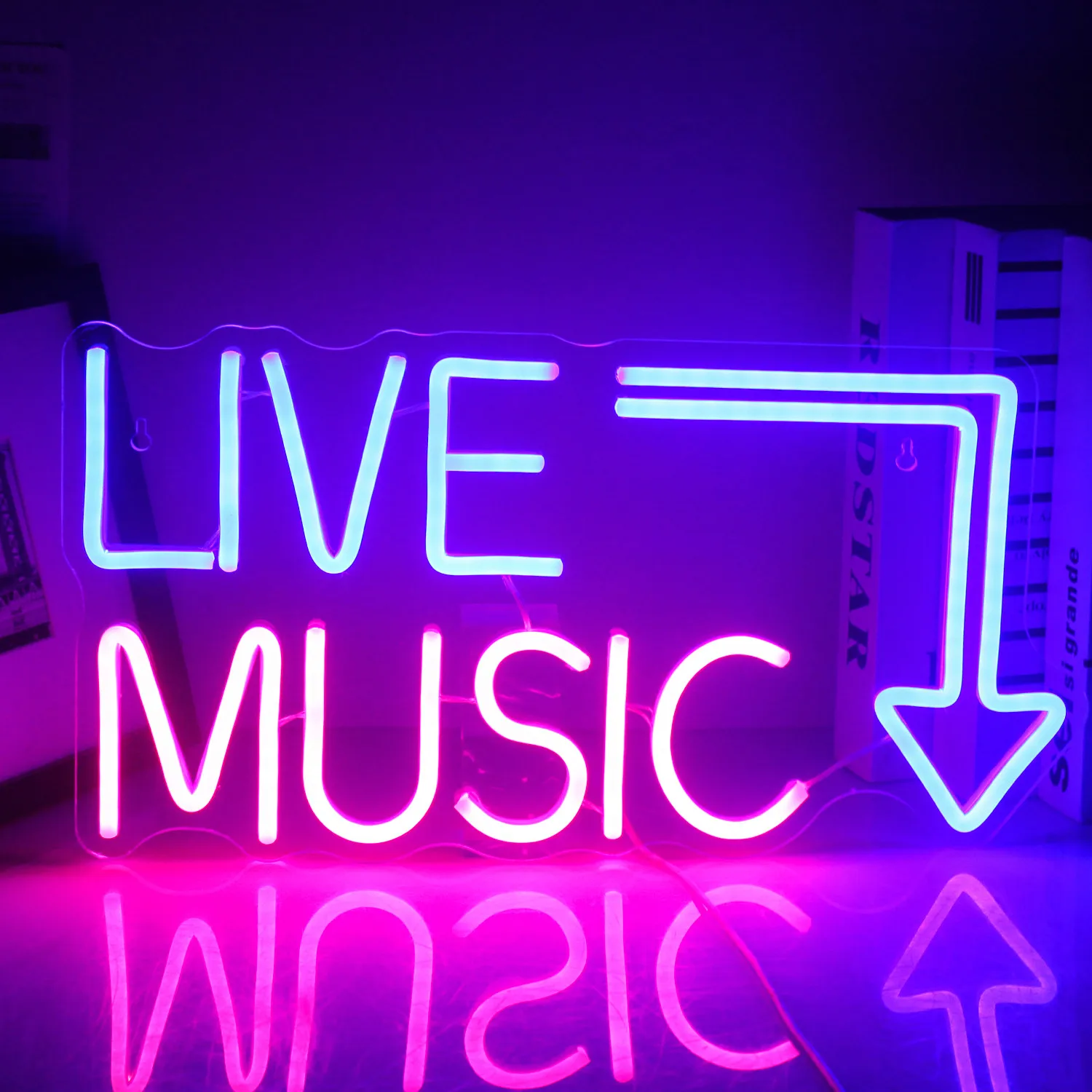 

Live Music Neon Sign for Wall Decor Music LED Word Light Sign Letter Sign Bedroom Music Studio Recording Room Game Party Decor