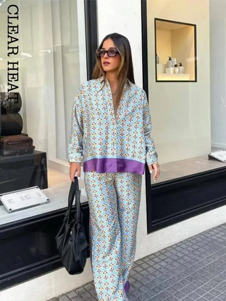 Women Fashion Print ColorBlock Silk Satin Shirt Pant Sets Casual Wide Leg Straight Trouser Suits 2023 Autumn 2 Piece Set Strt
Women Fashion Print ColorBlock Silk Satin Shirt Pant Sets Casual Wide Leg Straight Trouser Suits 2023 Autumn 2 Piece Set Strt