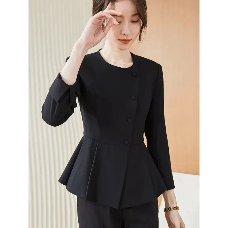 Elegant Office Ladies Work Wear Blazer Women Navy Gray Black Long Sleeve O-Neck Female Formal Coat Jacket
Elegant Office Ladies Work Wear Blazer Women Navy Gray Black Long Sleeve O-Neck Female Formal Coat Jacket