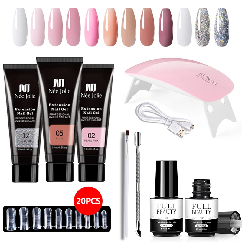 Poly Nail Gel Set 6W LED Lamp Full Manicure Kit Quick Extension Nails Building Fingertips Polygels Tool Kit to Design Art Nails
Poly Nail Gel Set 6W LED Lamp Full Manicure Kit Quick Extension Nails Building Fingertips Polygels Tool Kit to Design Art Nails