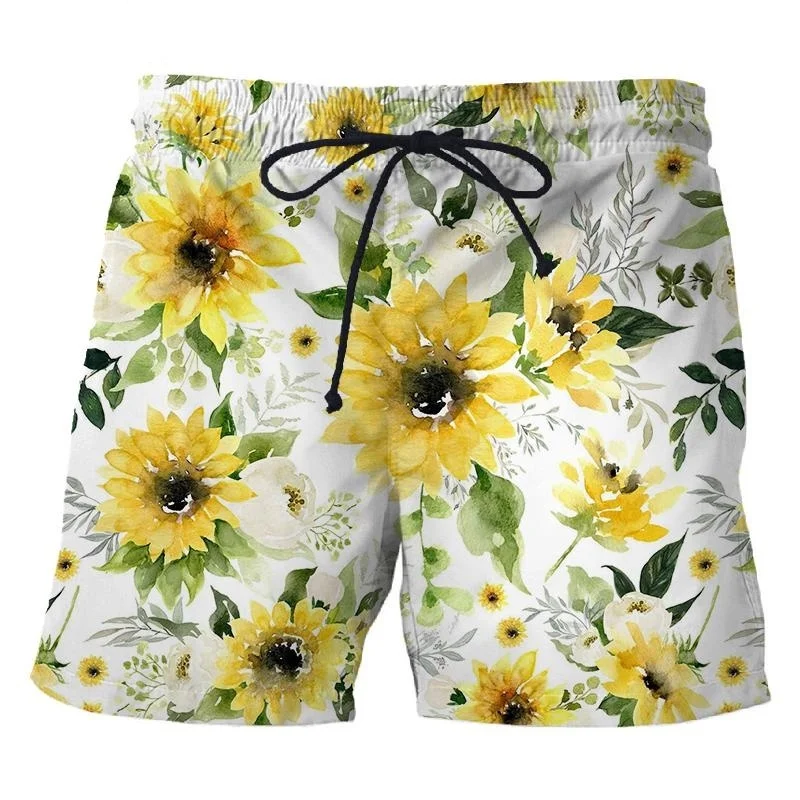 

3d Print Sunflower Short Pants For Men Women New Colorful Fashion Summer Loose Short Beach Pants Unisex Casual Swim Trunks