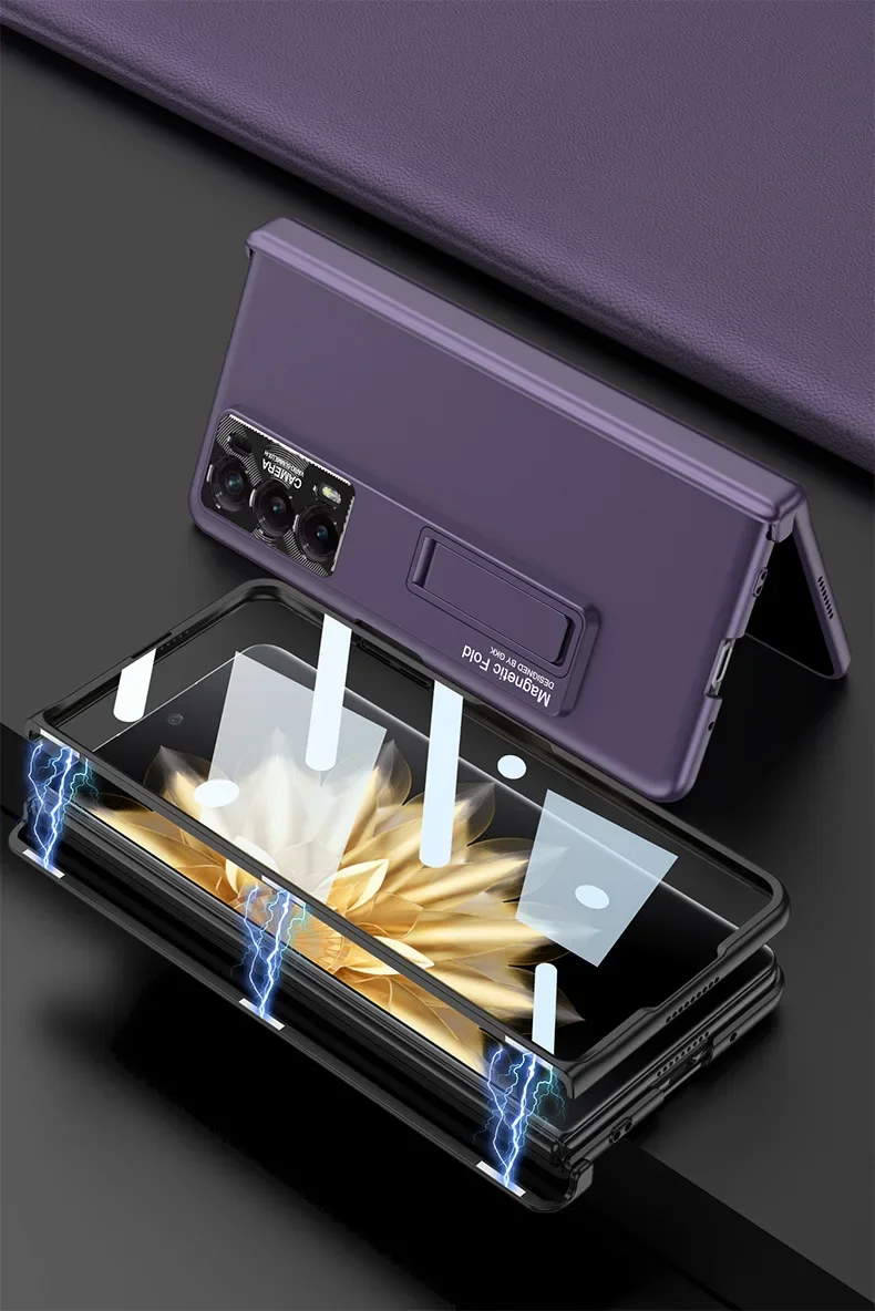 حافظة هاتف Honor Magic V2 رفيعة للغاية غير لامعة بمشبك مغناطيسي وحامل بسيط وعصري متوافق مع هاتف Huawei V2 44 حافظة هاتف Honor Magic V2 رفيعة للغاية غير لامعة بمشبك مغناطيسي وحامل بسيط وعصري متوافق مع هاتف Huawei V2