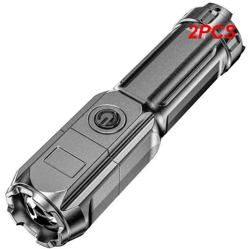 

2PCS Powerful LED Flashlight Outdoor Portable Tactical Flashlights USB Rechargeable Waterproof ABS Zoom Highlight Light Camping