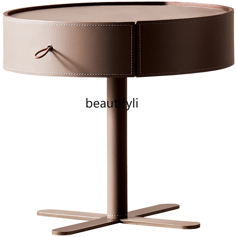 Italian Minimalist Saddle Leather Bedside Table Designer Advanced Modern Minimalist Bedroom round Bedside Table
Italian Minimalist Saddle Leather Bedside Table Designer Advanced Modern Minimalist Bedroom round Bedside Table