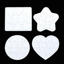 

4Pcs Kids Coloring Blank Puzzle DIY Paper Jigsaw Puzzles Four Shapes Drawing Doodle Board (White)