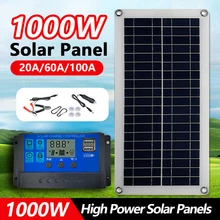 20W-1000W Solar Panel 12V Solar Cell 100A Controller Solar Panel for Phone RV Car MP3 PAD Charger Outdoor Battery Supply Camping