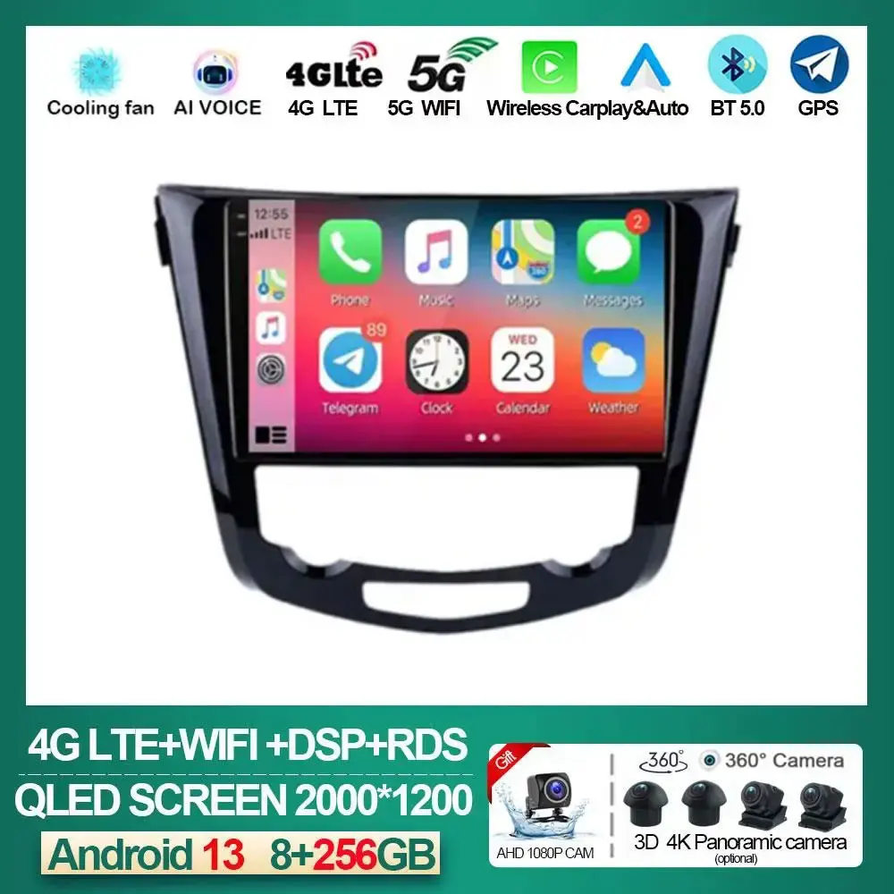 

Android 13 Car Radio Multimedia For Nissan X-TRAIL X Trail T32 Qashqai 2 J11 2013 - 2017 Autoradio 2 Din Carplay gps NO dvd