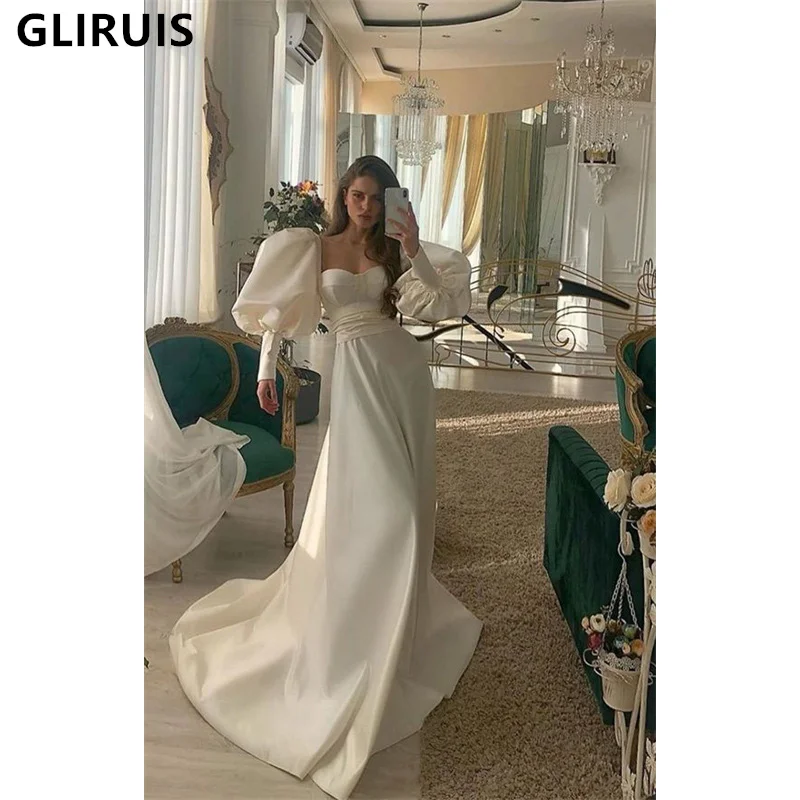 Gorgeous White Puff Sleeve Long Evening Gowns Pleats Sweetheart Strapless Sexy Prom Party Dress Satin Robe de Soriee
Gorgeous White Puff Sleeve Long Evening Gowns Pleats Sweetheart Strapless Sexy Prom Party Dress Satin Robe de Soriee