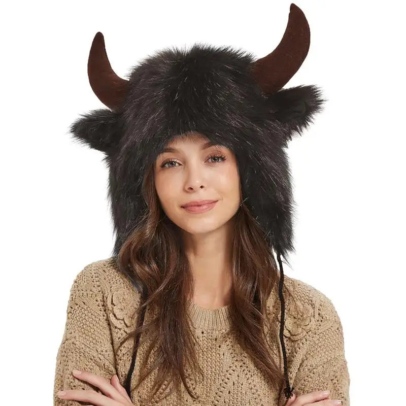 Women Men Winter Furry Plush Snow Trapper Hat Cute Ox Horns Fluffy Animal Cap With Ear Flap Cosplay Earmuff
Women Men Winter Furry Plush Snow Trapper Hat Cute Ox Horns Fluffy Animal Cap With Ear Flap Cosplay Earmuff