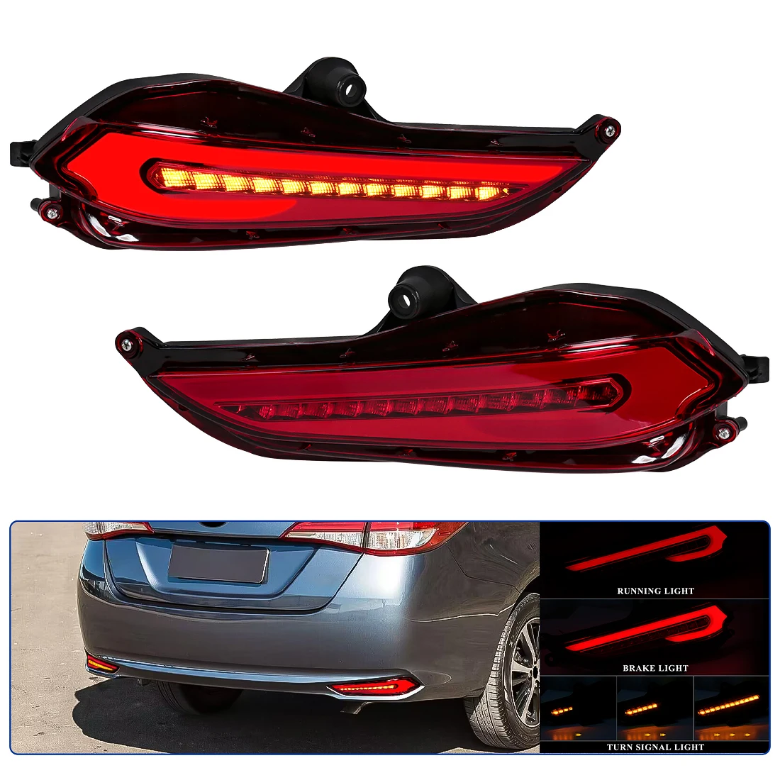 Car Rear Bumper Fog Lamp For Toyota Vios 2019 Yaris 2017 2018 2019 Start-up Animation Turn Signal Brake Warning Light Accessorie
Car Rear Bumper Fog Lamp For Toyota Vios 2019 Yaris 2017 2018 2019 Start-up Animation Turn Signal Brake Warning Light Accessorie