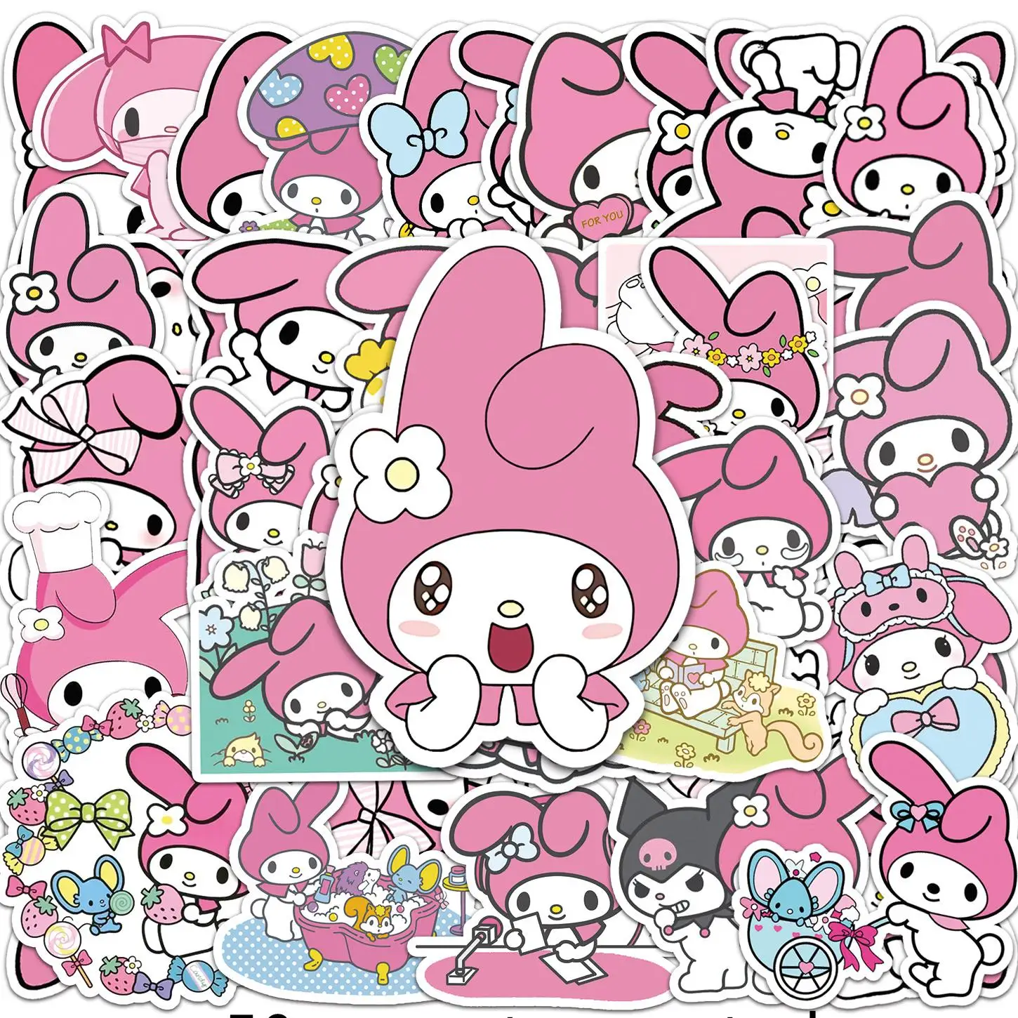 50Pcs/Set Cartoon Lovely Melody Stickers Doodle Ornament Stationery Refrigerator Skateboard DIY Waterproof Reusable No glue
50Pcs/Set Cartoon Lovely Melody Stickers Doodle Ornament Stationery Refrigerator Skateboard DIY Waterproof Reusable No glue
