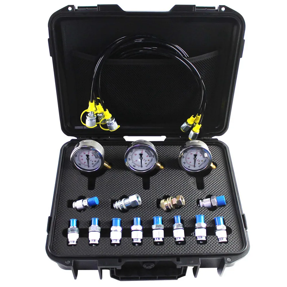 Hydraulic Pressure Test Kit with 3 Gauges Hoses 25Mpa 40Mpa 60Mpa Hydraulic Test Gauge Kit for Excavator
Hydraulic Pressure Test Kit with 3 Gauges Hoses 25Mpa 40Mpa 60Mpa Hydraulic Test Gauge Kit for Excavator