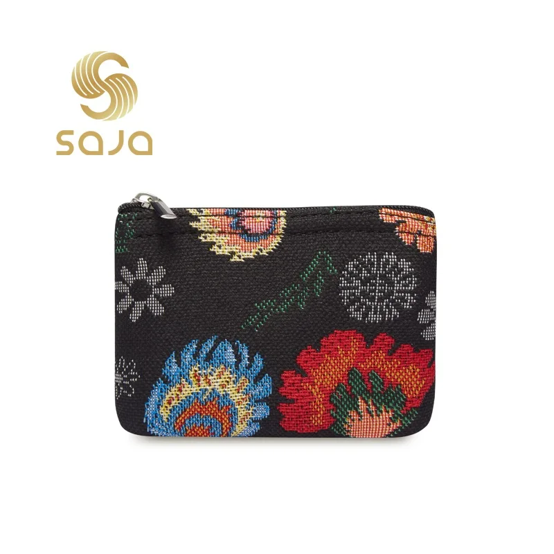 

SAJA Mini Women's Wallet Small Coin Purse Key Wallet Garden Flower Vintage Tapestry Bag Pouch Credit Card Holder For Girl Ladies