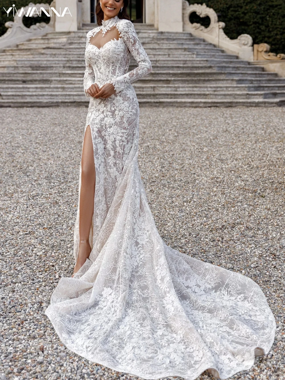 Modest High Collar Long Sleeve Wedding Dress Classic Lace Appliques Bridal Gown Graceful Mermaid Bride Robe Vestidos De Novia
Modest High Collar Long Sleeve Wedding Dress Classic Lace Appliques Bridal Gown Graceful Mermaid Bride Robe Vestidos De Novia