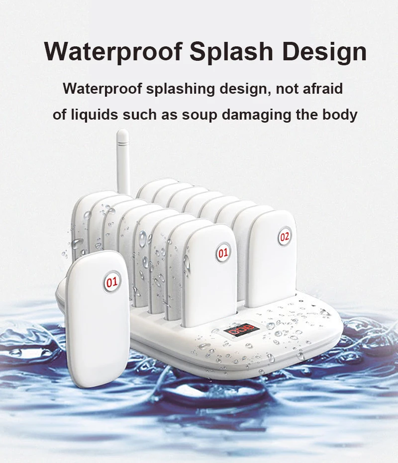 Generic Restaurant Pager Wireless Calling System 16 Pagers For Milk Tea