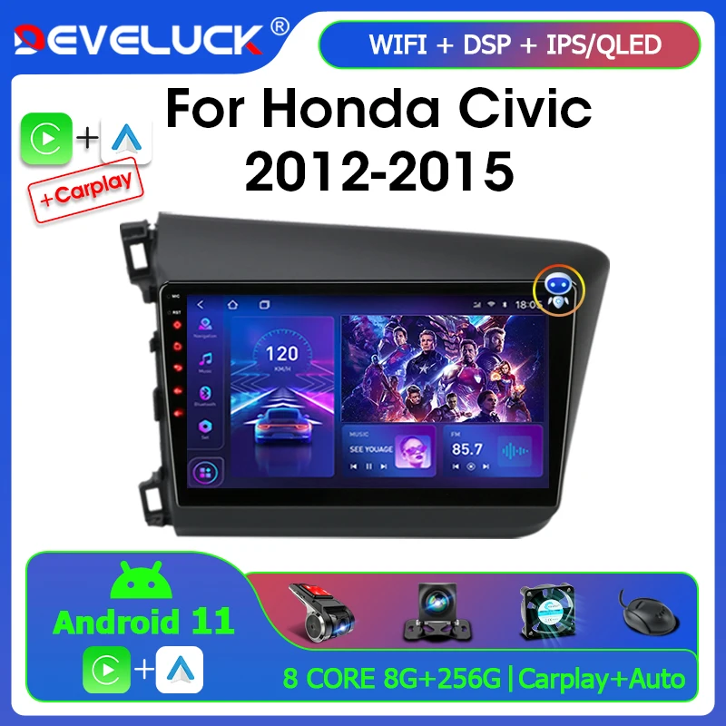 Автомагнитола 2 Din на Android 11 для Honda Civic 2012-2015, мультимедийный видеоплеер, навигация GPS, DVD, Carplay, RDS, сдвоенный экран, стерео 
Автомагнитола 2 Din на Android 11 для Honda Civic 2012-2015, мультимедийный видеоплеер, навигация GPS, DVD, Carplay, RDS, сдвоенный экран, стерео