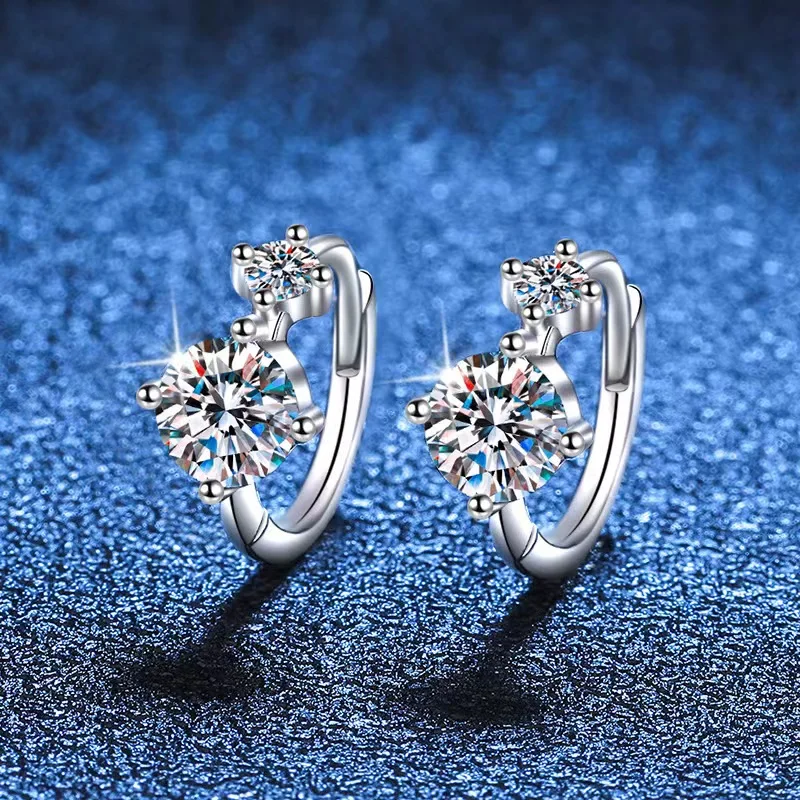 

Women Ear Cuff S925 Silver Pt Plating D Color Moissanite Zircon Stud Earrings for Female Party Clip On Jewelry Accessories