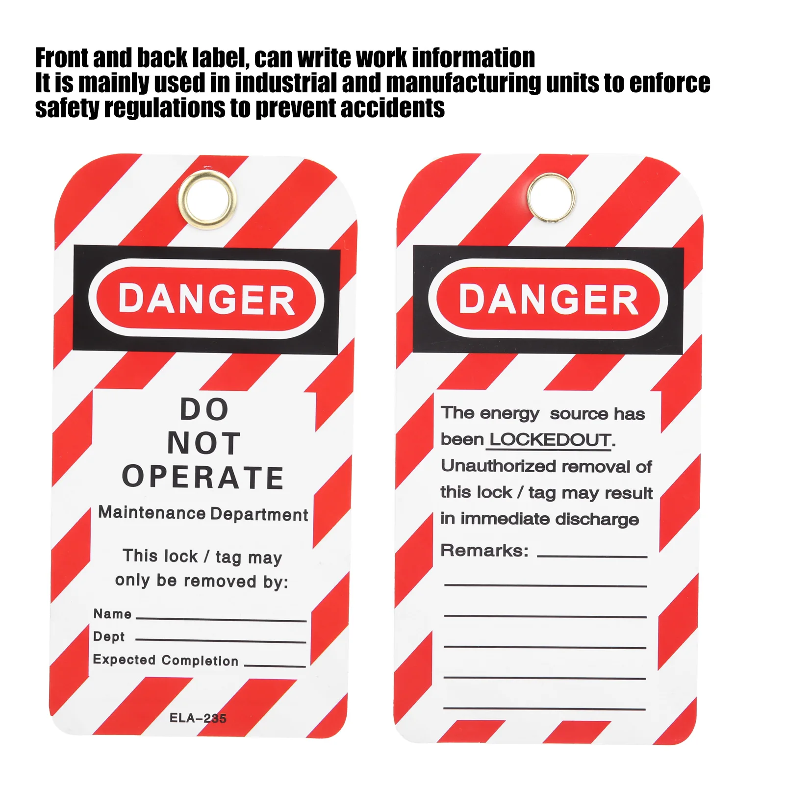Lockout Tag Danger Do Not Operate Safety Warning Front / Back Label PVC for Equipment Danger Tag Danger Tagout Lockout Tag
Lockout Tag Danger Do Not Operate Safety Warning Front / Back Label PVC for Equipment Danger Tag Danger Tagout Lockout Tag