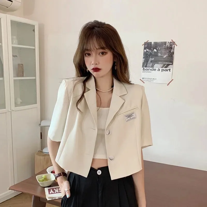 Women Short Sleeved Blazer Mujer 2023 Summer Outerwears Loose Solid Color Clothes Female Office Lady Solid Color Short Jacket
Women Short Sleeved Blazer Mujer 2023 Summer Outerwears Loose Solid Color Clothes Female Office Lady Solid Color Short Jacket