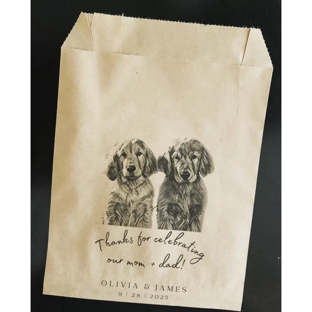 

Custom Wedding doggie bag - Pet Guest Favors Bulk Bags - Wedding dog treat bag - Thank you for celebrating our mom and dad