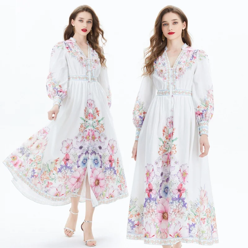 Ethnic Style Printed Lantern Dress For Women 2024 New Spring Temperament Loose Fitting Long Dress Casual Party Dress Vestidos
Ethnic Style Printed Lantern Dress For Women 2024 New Spring Temperament Loose Fitting Long Dress Casual Party Dress Vestidos