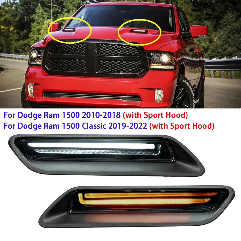 

Car Engine Hood Grille Decorative Light for Dodge Ram 1500 2010-2018/for Dodge Ram 1500 Classic 2019-2022 (with Sport Hood)