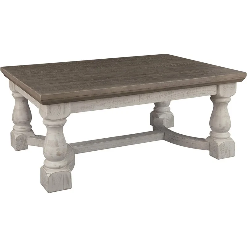 

Signature Design by Ashley Havalance Farmhouse Rectangular Coffee Table, Gray & White with Weathered Finish