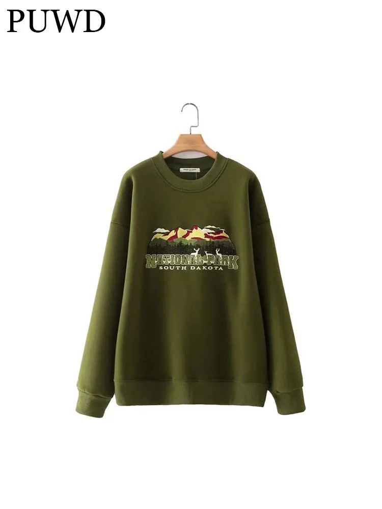 PUWD Vintage Girl Embroidery Print Loose Sweatshirt 2022 Spring Fashion Ladies O Neck Green Fluffing Streetwear Chic Sweatshirts
PUWD Vintage Girl Embroidery Print Loose Sweatshirt 2022 Spring Fashion Ladies O Neck Green Fluffing Streetwear Chic Sweatshirts