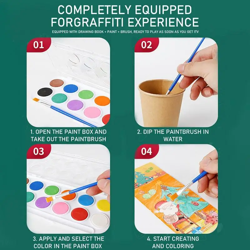 Christmas Watercolor Painting Books Drawing Art Pocket Book With Pigments And Brush Christmas Toy Set For For 3 Years Kids
Christmas Watercolor Painting Books Drawing Art Pocket Book With Pigments And Brush Christmas Toy Set For For 3 Years Kids