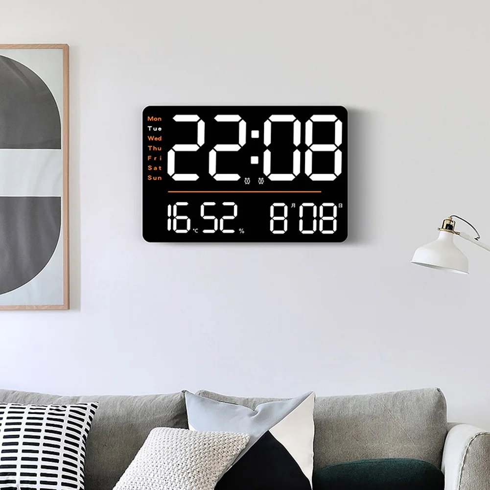 

Цифровые настенные часы с пультом дистанционного управления и большим дисплеем, цифровые часы с будильником 12/24 ч, настольные часы с регулируемой яркостью и температурой и влажностью