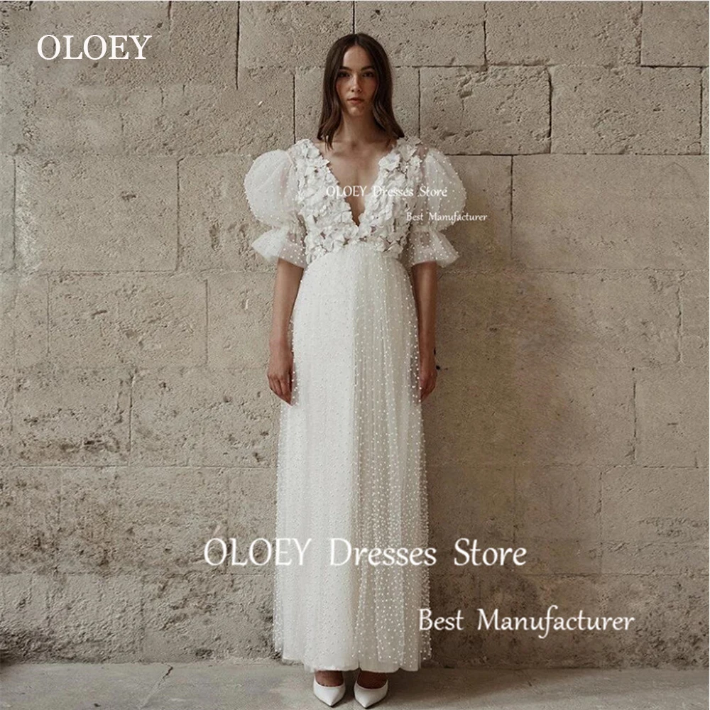 OLOEY Luxury Full Pearls Tulle Lace Wedding Dresses V Neck Puff Half Sleeves Ankle Length Bridal Gowns Chic Bride Formal Dress
OLOEY Luxury Full Pearls Tulle Lace Wedding Dresses V Neck Puff Half Sleeves Ankle Length Bridal Gowns Chic Bride Formal Dress