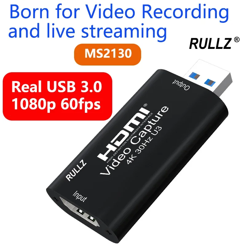 

Ms2130 Capture Card USB 3.0 4K In HDMI Video Grabber 1080p 60fps Live Streaming Game Record Box for PS4 Xbox Camera Laptop PC