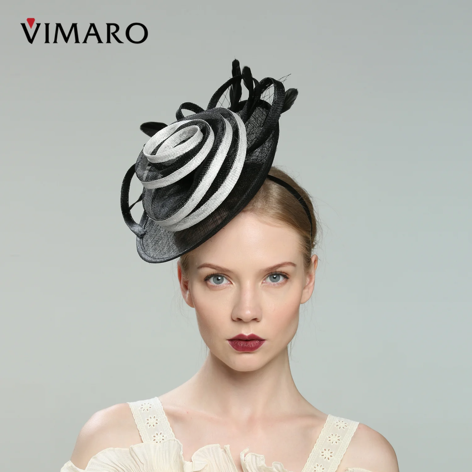 

VIMARO Black Sinamay Fascinators for Women Elegant Headbands Fascinator Hats for Women Wedding and Church Derby Hat Women